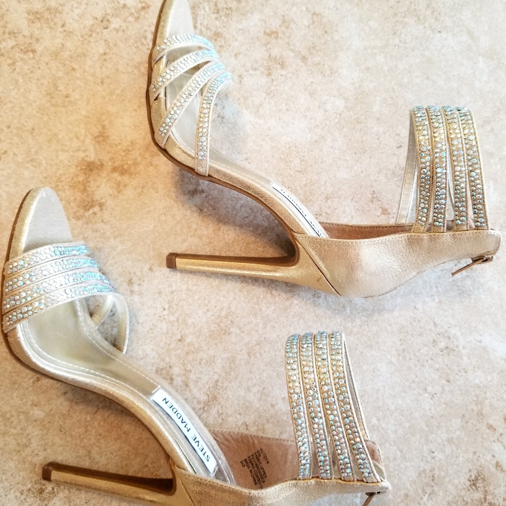 Steve Madden Blitzy R Gold Rhinestone Shoes